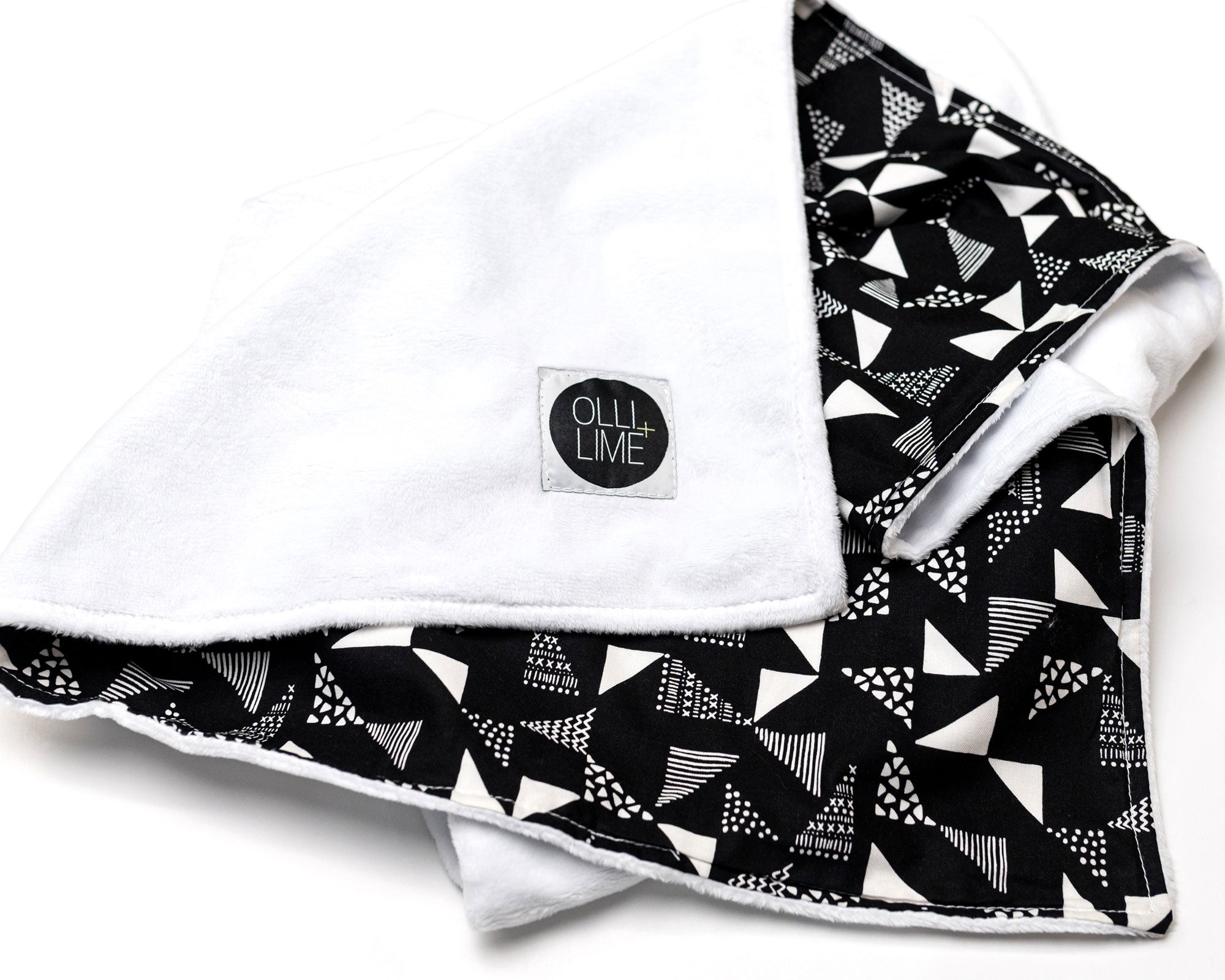Pinwheels - Baby Blanket - Multi-Pinwheels on Black - Olli+Lime